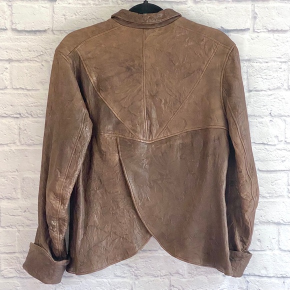 GORGEOUS DUARTE JEANS TEXTURED REAL LEATHER JACKET - L - Picture 4 of 9